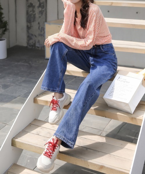 yuue' ( wear )（ユーイ）の「ハイウエスト セミワイドデニム / フルレングススリムストレートワイドデニム（デニムパンツ・レディース・インディゴブルー/ブルー/ブラック・M/L/S）」の18枚目の写真