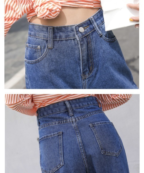 yuue' ( wear )（ユーイ）の「ハイウエスト セミワイドデニム / フルレングススリムストレートワイドデニム（デニムパンツ・レディース・インディゴブルー/ブルー/ブラック・M/L/S）」の10枚目の写真