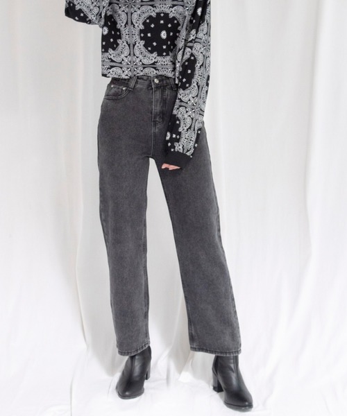 yuue' ( wear )（ユーイ）の「ハイウエスト セミワイドデニム / フルレングススリムストレートワイドデニム（デニムパンツ・レディース・インディゴブルー/ブルー/ブラック・M/L/S）」の14枚目の写真