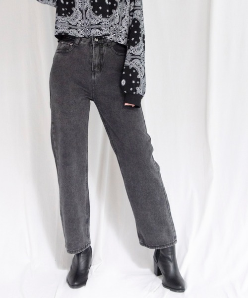 yuue' ( wear )（ユーイ）の「ハイウエスト セミワイドデニム / フルレングススリムストレートワイドデニム（デニムパンツ・レディース・インディゴブルー/ブルー/ブラック・M/L/S）」の6枚目の写真