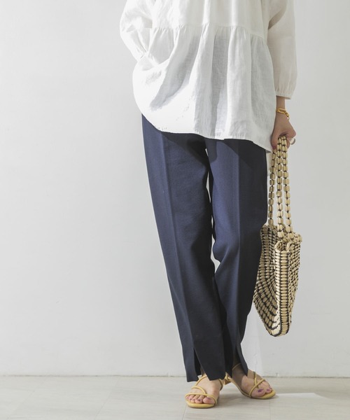 URBAN RESEARCH（アーバンリサーチ）の「麻ストレッチセンタースリットパンツ（その他パンツ・レディース・ネイビー/ブラウン・38/36）」の10枚目の写真
