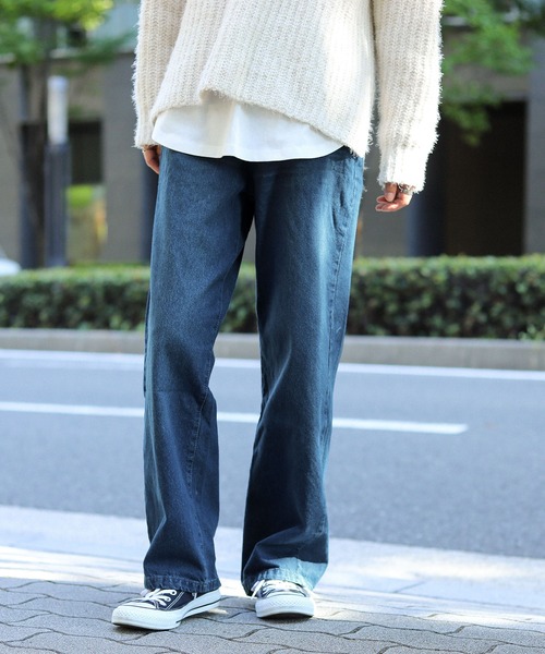 Fashion Letter(ファッションレター)の「ストレートデニムパンツ(デニムパンツ・レディース・ネイビー/ブルー/ワンウォッシュ・LL/3L/4L/M/L)」の1枚目の写真