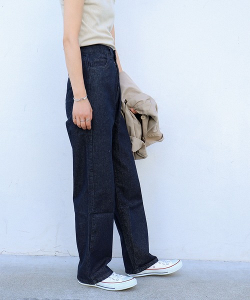 Fashion Letter(ファッションレター)の「ストレートデニムパンツ(デニムパンツ・レディース・ネイビー/ブルー/ワンウォッシュ・LL/3L/4L/M/L)」の7枚目の写真