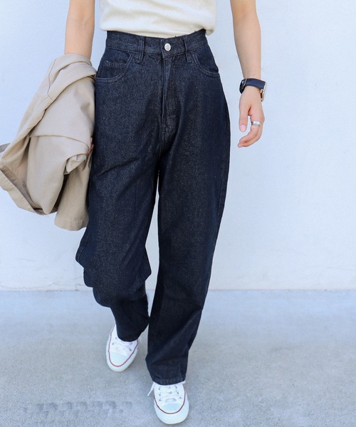 Fashion Letter(ファッションレター)の「ストレートデニムパンツ(デニムパンツ・レディース・ネイビー/ブルー/ワンウォッシュ・LL/3L/4L/M/L)」の10枚目の写真