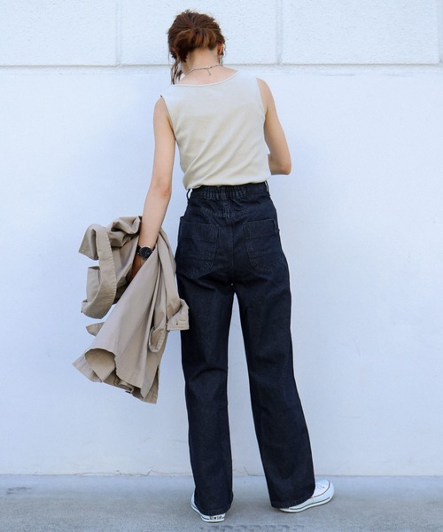 Fashion Letter(ファッションレター)の「ストレートデニムパンツ(デニムパンツ・レディース・ネイビー/ブルー/ワンウォッシュ・LL/3L/4L/M/L)」の13枚目の写真