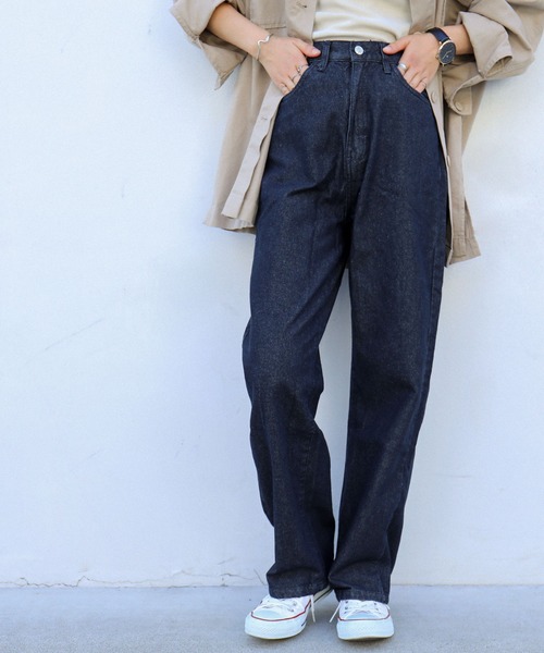 Fashion Letter(ファッションレター)の「ストレートデニムパンツ(デニムパンツ・レディース・ネイビー/ブルー/ワンウォッシュ・LL/3L/4L/M/L)」の14枚目の写真