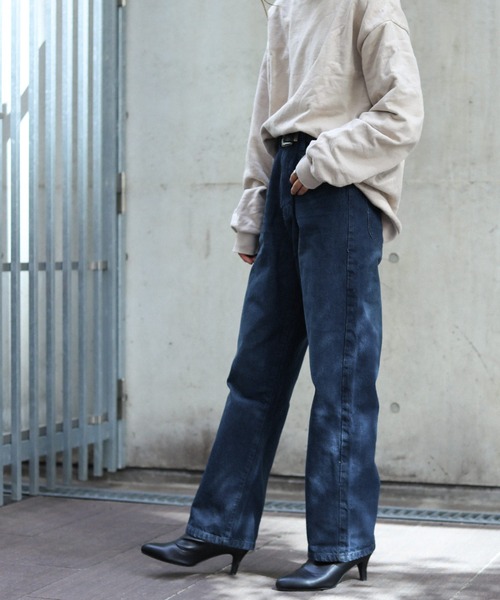 Fashion Letter(ファッションレター)の「ストレートデニムパンツ(デニムパンツ・レディース・ネイビー/ブルー/ワンウォッシュ・LL/3L/4L/M/L)」の16枚目の写真