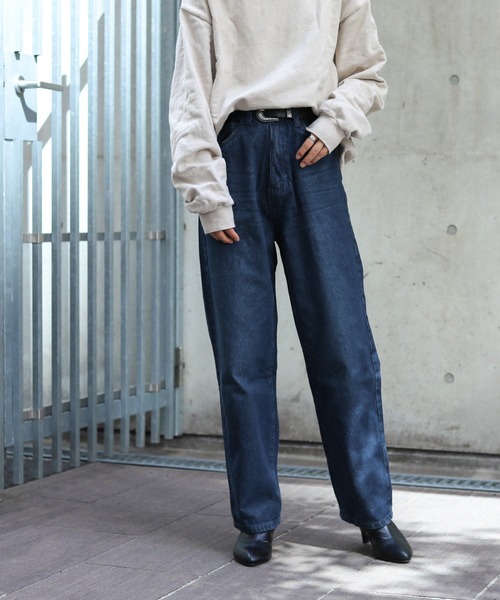 Fashion Letter(ファッションレター)の「ストレートデニムパンツ(デニムパンツ・レディース・ネイビー/ブルー/ワンウォッシュ・LL/3L/4L/M/L)」の20枚目の写真