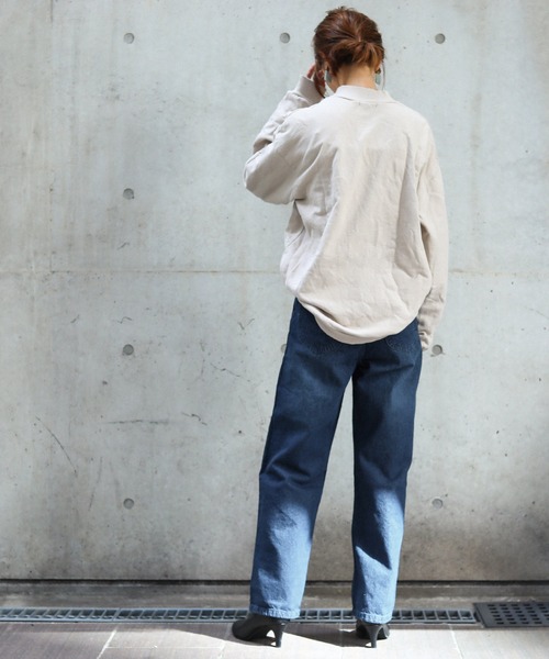 Fashion Letter(ファッションレター)の「ストレートデニムパンツ(デニムパンツ・レディース・ネイビー/ブルー/ワンウォッシュ・LL/3L/4L/M/L)」の21枚目の写真