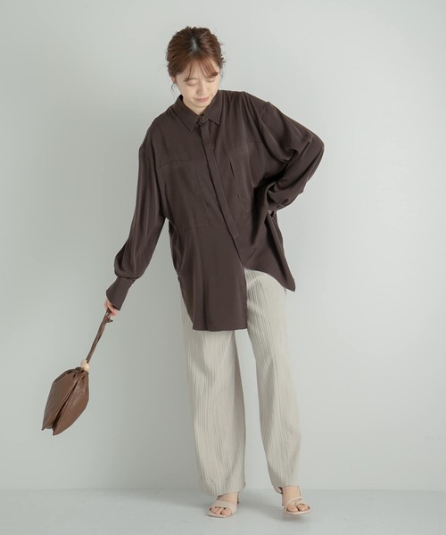 LAATO（ラート）の「BAND COLLAR SLIT BLOUSE（シャツ/ブラウス・レディース・ベージュ/ブラウン・FREE）」の18枚目の写真