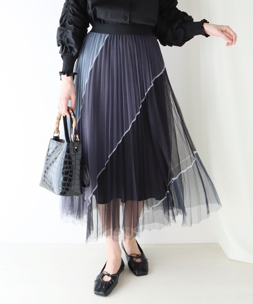 セール 配色チュールプリーツスカート スカート Blueeast ブルーイースト のファッション通販 Zozotown