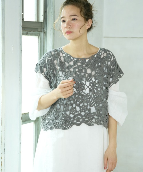 PUAL CE CIN（ピュアルセシン）の「ボタニカル カギ針ベスト（ベスト・レディース・ライトベージュ/グレー/アイボリー・FREE）」の19枚目の写真