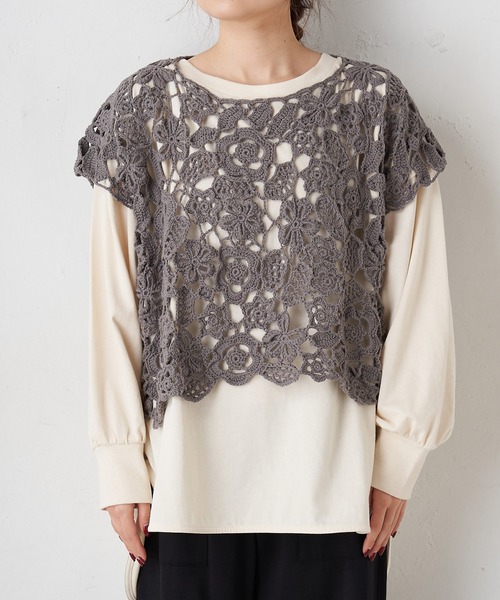 PUAL CE CIN（ピュアルセシン）の「ボタニカル カギ針ベスト（ベスト・レディース・ライトベージュ/グレー/アイボリー・FREE）」の22枚目の写真