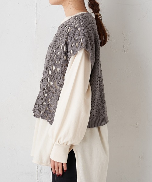 PUAL CE CIN（ピュアルセシン）の「ボタニカル カギ針ベスト（ベスト・レディース・ライトベージュ/グレー/アイボリー・FREE）」の15枚目の写真