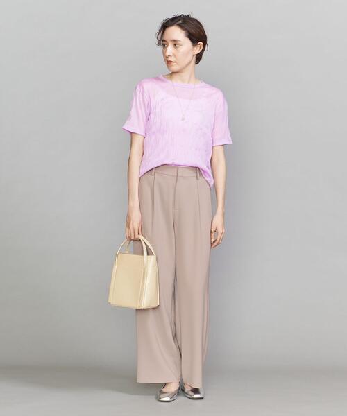 BEAUTY&YOUTH UNITED ARROWS（ビューティーアンドユースユナイテッドアローズ）の「BY ワッシャープリーツシフォンTシャツ（Tシャツ/カットソー・レディース・ホワイト/ブラック/ライラック・FREE）」の7枚目の写真