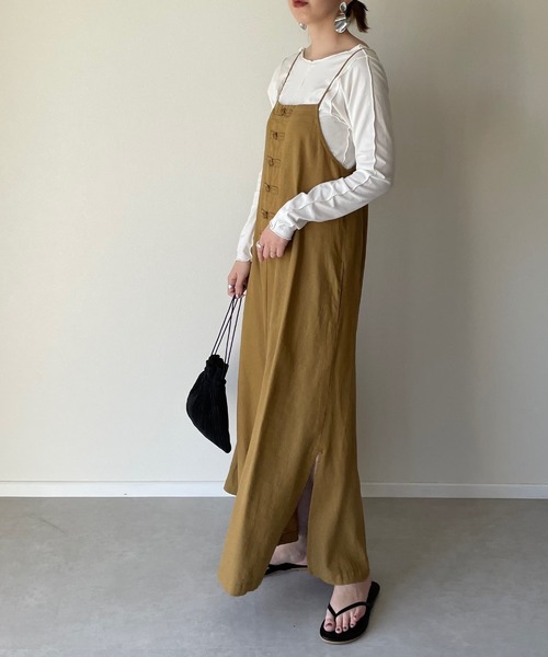 y/m by misato（イムバイミサト）の「チャイナボタンキャミワンピース（ワンピース・レディース・イエロー/ブラウン/ベージュ・FREE）」の17枚目の写真
