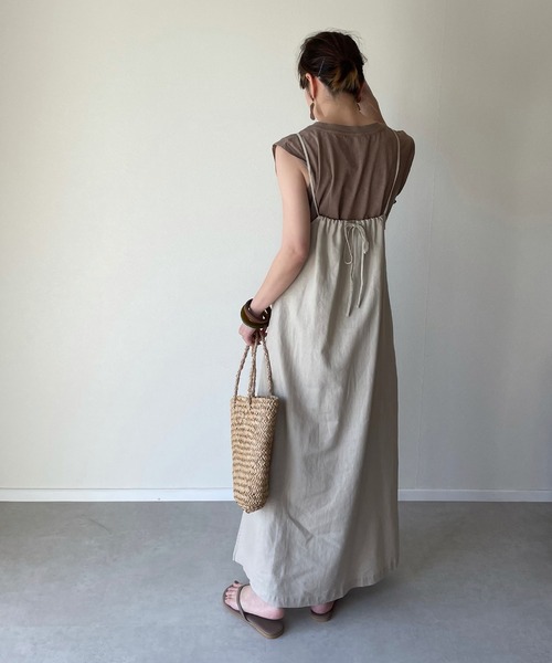 y/m by misato（イムバイミサト）の「チャイナボタンキャミワンピース（ワンピース・レディース・イエロー/ブラウン/ベージュ・FREE）」の20枚目の写真