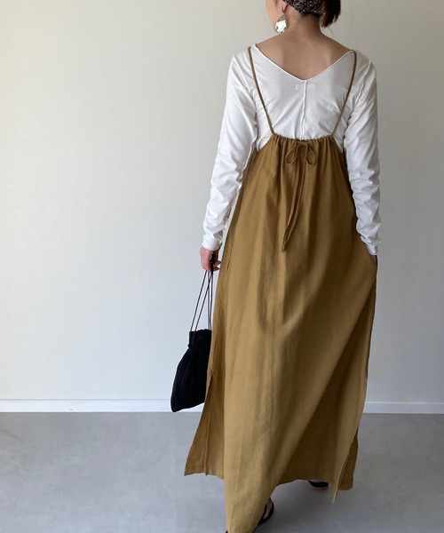 y/m by misato（イムバイミサト）の「チャイナボタンキャミワンピース（ワンピース・レディース・イエロー/ブラウン/ベージュ・FREE）」の21枚目の写真