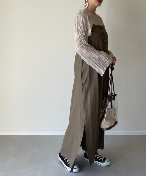 y/m by misato（イムバイミサト）の「チャイナボタンキャミワンピース（ワンピース・レディース・イエロー/ブラウン/ベージュ・FREE）」の14枚目の写真