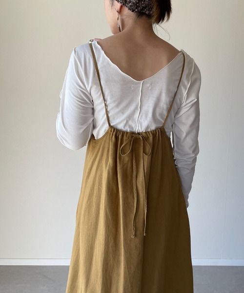 y/m by misato（イムバイミサト）の「チャイナボタンキャミワンピース（ワンピース・レディース・イエロー/ブラウン/ベージュ・FREE）」の18枚目の写真