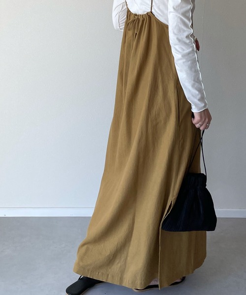 y/m by misato（イムバイミサト）の「チャイナボタンキャミワンピース（ワンピース・レディース・イエロー/ブラウン/ベージュ・FREE）」の13枚目の写真