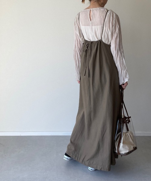 y/m by misato（イムバイミサト）の「チャイナボタンキャミワンピース（ワンピース・レディース・イエロー/ブラウン/ベージュ・FREE）」の11枚目の写真