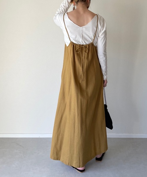 y/m by misato（イムバイミサト）の「チャイナボタンキャミワンピース（ワンピース・レディース・イエロー/ブラウン/ベージュ・FREE）」の10枚目の写真