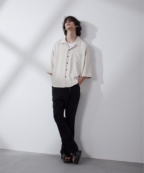 loose drape Relax open collar shirt / ルーズトロミリラックス