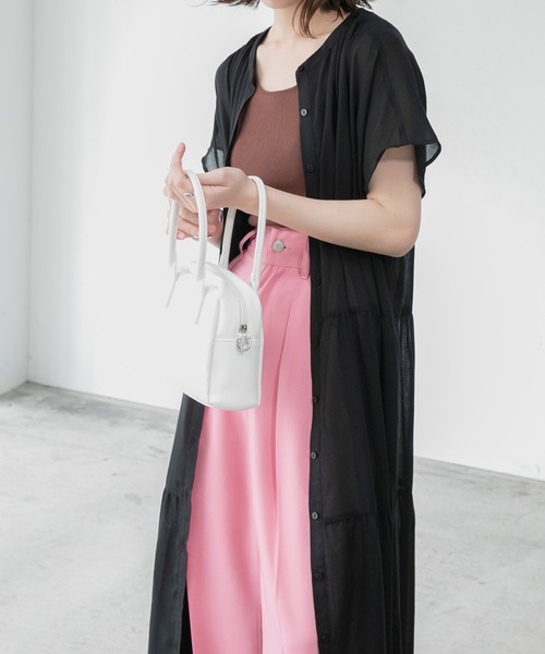 BONLECILL(ボンルシール)の「ふんわりガーゼ バンドカラー ティアード ロングシャツワンピース(ワンピース・レディース・ブラウン/ブラック/アイボリー・FREE)」の22枚目の写真