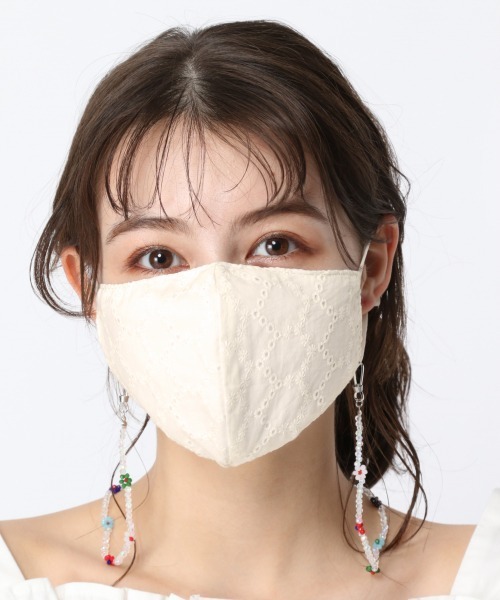 Me%（ミィパーセント）の「レースマスク（マスク・レディース・アイボリー/ベージュ・FREE）」の4枚目の写真