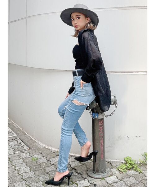 GYDA（ジェイダ）の「シースルーオーバーシャツ（シャツ/ブラウス・レディース・ブラック/ベージュ/オフホワイト・FREE）」の10枚目の写真