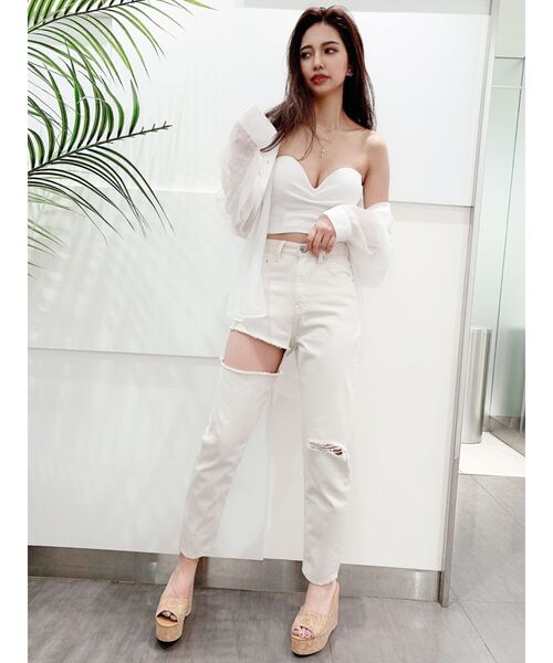 GYDA（ジェイダ）の「シースルーオーバーシャツ（シャツ/ブラウス・レディース・ブラック/ベージュ/オフホワイト・FREE）」の17枚目の写真