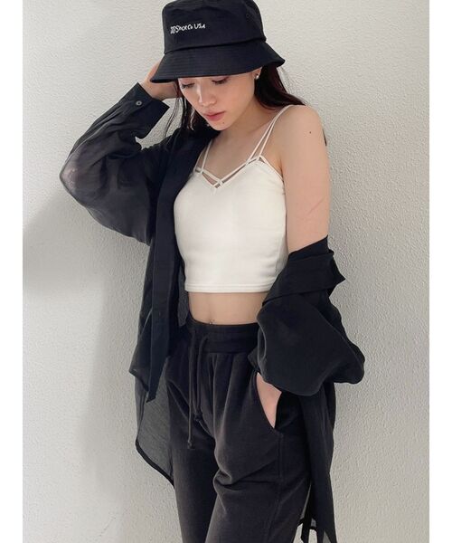 GYDA（ジェイダ）の「シースルーオーバーシャツ（シャツ/ブラウス・レディース・ブラック/ベージュ/オフホワイト・FREE）」の19枚目の写真