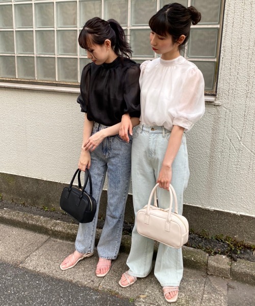 one after another NICE CLAUP(ワンアフターアナザーナイスクラップ)の「バックリボンオーガンジーブラウス(シャツ/ブラウス・レディース・ブラック/ベージュ/オフホワイト/ブルー系その他・FREE)」の11枚目の写真