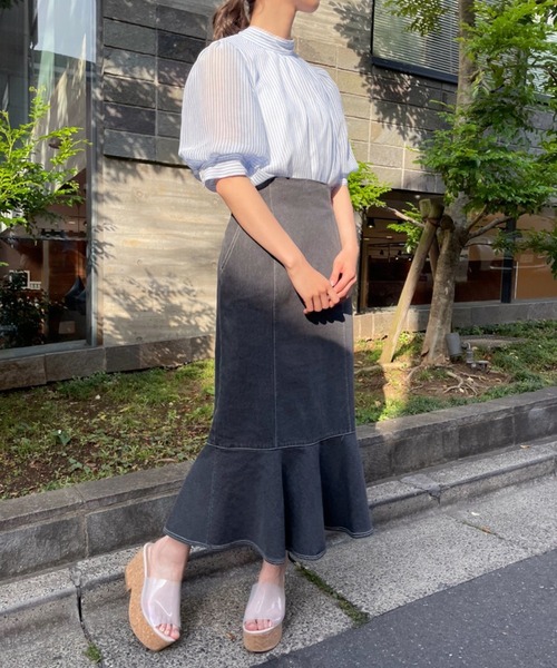 one after another NICE CLAUP(ワンアフターアナザーナイスクラップ)の「バックリボンオーガンジーブラウス(シャツ/ブラウス・レディース・ブラック/ベージュ/オフホワイト/ブルー系その他・FREE)」の9枚目の写真