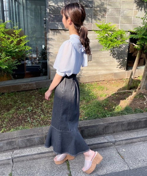 one after another NICE CLAUP(ワンアフターアナザーナイスクラップ)の「バックリボンオーガンジーブラウス(シャツ/ブラウス・レディース・ブラック/ベージュ/オフホワイト/ブルー系その他・FREE)」の17枚目の写真