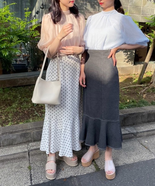 one after another NICE CLAUP(ワンアフターアナザーナイスクラップ)の「バックリボンオーガンジーブラウス(シャツ/ブラウス・レディース・ブラック/ベージュ/オフホワイト/ブルー系その他・FREE)」の7枚目の写真