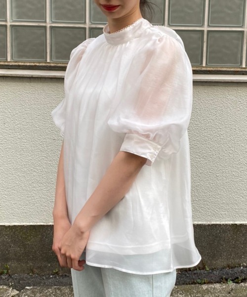 one after another NICE CLAUP(ワンアフターアナザーナイスクラップ)の「バックリボンオーガンジーブラウス(シャツ/ブラウス・レディース・ブラック/ベージュ/オフホワイト/ブルー系その他・FREE)」の10枚目の写真