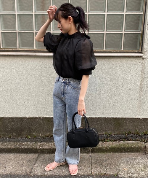 one after another NICE CLAUP(ワンアフターアナザーナイスクラップ)の「バックリボンオーガンジーブラウス(シャツ/ブラウス・レディース・ブラック/ベージュ/オフホワイト/ブルー系その他・FREE)」の6枚目の写真