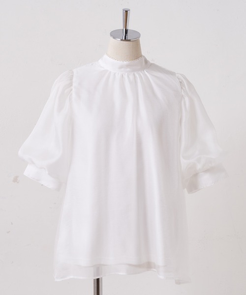 one after another NICE CLAUP(ワンアフターアナザーナイスクラップ)の「バックリボンオーガンジーブラウス(シャツ/ブラウス・レディース・ブラック/ベージュ/オフホワイト/ブルー系その他・FREE)」の5枚目の写真