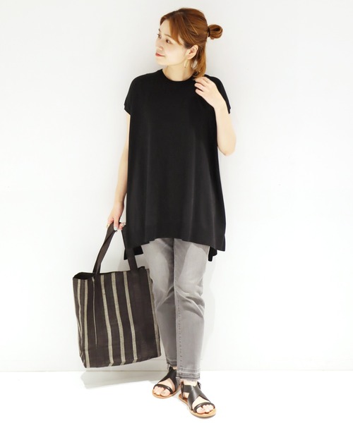 JOURNAL STANDARD(ジャーナルスタンダード)の「ハイツイストコットンノースリーブチュニック◆(ニット/セーター・レディース・ブラック/グレー/サックスブルー・FREE)」の21枚目の写真