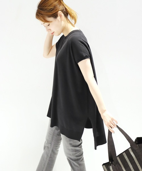 JOURNAL STANDARD(ジャーナルスタンダード)の「ハイツイストコットンノースリーブチュニック◆(ニット/セーター・レディース・ブラック/グレー/サックスブルー・FREE)」の4枚目の写真