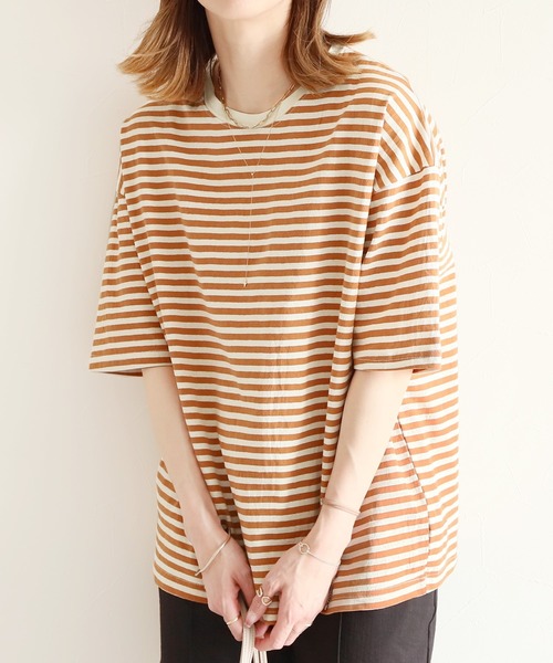 reca（レカ）の「ボーダー半袖Ｔシャツ（Tシャツ/カットソー・レディース・ブルー/ブラック/ブラウン系その他/ピンク系その他/ピンク系その他2・FREE）」の4枚目の写真