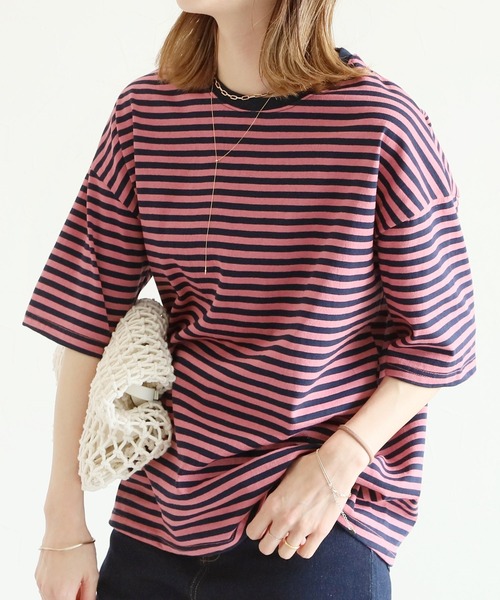 reca（レカ）の「ボーダー半袖Ｔシャツ（Tシャツ/カットソー・レディース・ブルー/ブラック/ブラウン系その他/ピンク系その他/ピンク系その他2・FREE）」の5枚目の写真