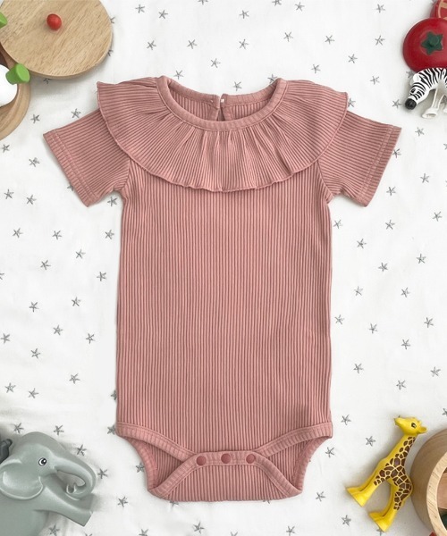 Aenak （アエナック）の「【Aenak/アエナック】半袖フリルリブロンパース（ロンパース・キッズ・パープル系その他/アイボリー/グレー/サーモンピンク/ベージュ・70/90/60/80）」の5枚目の写真