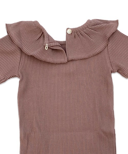 Aenak （アエナック）の「【Aenak/アエナック】半袖フリルリブロンパース（ロンパース・キッズ・パープル系その他/アイボリー/グレー/サーモンピンク/ベージュ・70/90/60/80）」の8枚目の写真