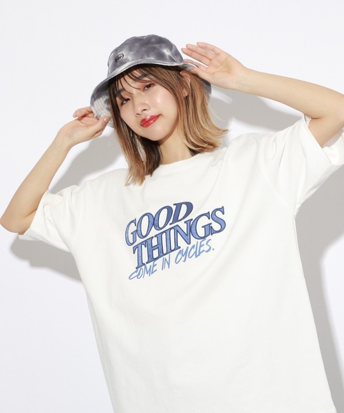 PBLIM（ページボーイリム）の「【PAGEBOYLIM】サテンロゴT（Tシャツ/カットソー・レディース・オフホワイト/グリーン・MEDIUM/LARGE）」の2枚目の写真