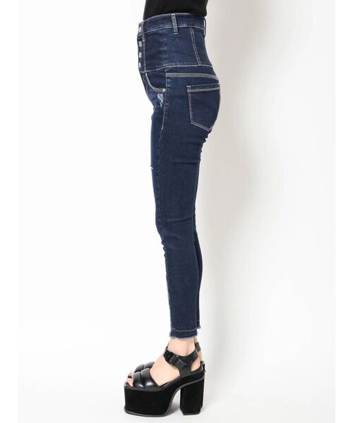 EMODA（エモダ）の「クラッシュアップハイウエストパギンス（デニムパンツ・レディース・インディゴブルー/ライトブルー・SMALL/X-SMALL/MEDIUM）」の7枚目の写真