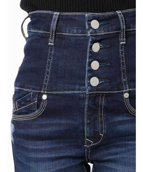 EMODA（エモダ）の「クラッシュアップハイウエストパギンス（デニムパンツ・レディース・インディゴブルー/ライトブルー・SMALL/X-SMALL/MEDIUM）」の9枚目の写真