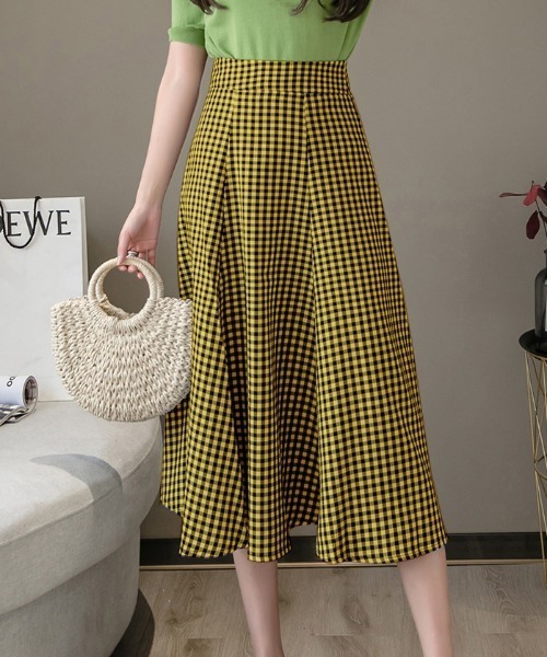 ABITOKYO(アビトーキョー)の「ギンガムチェックAラインフレアスカート(スカート・レディース・ブラック/レッド/イエロー系その他/グリーン/ブルー/ネイビー/ブラウン・S/M/L)」の7枚目の写真